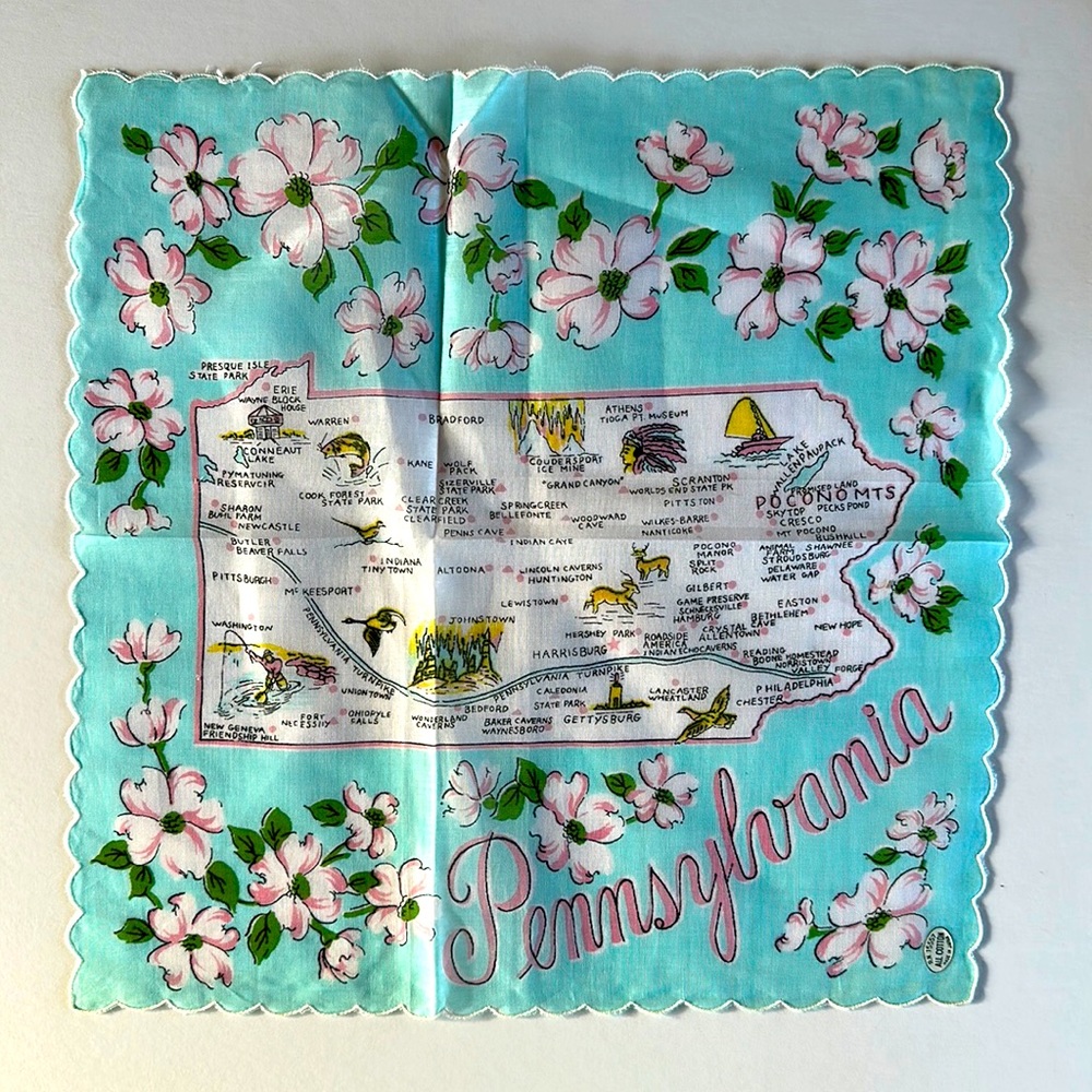 Vintage Pennsylvania souvenir hankie